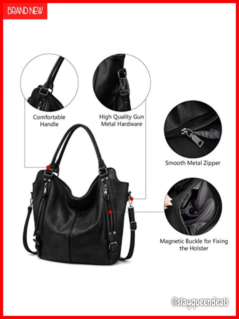 Concealed Carry Hobo Purse Women Faux Leather Crossbody Shoulder Bags Large